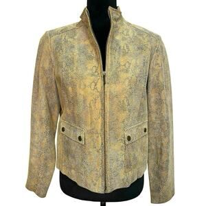 NWOT - Alfani Reptile Print Tan Leather Jacket